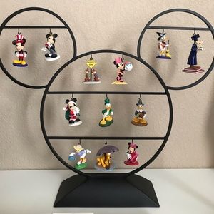 Disney Metal Ornament Stand and 12 Ornaments